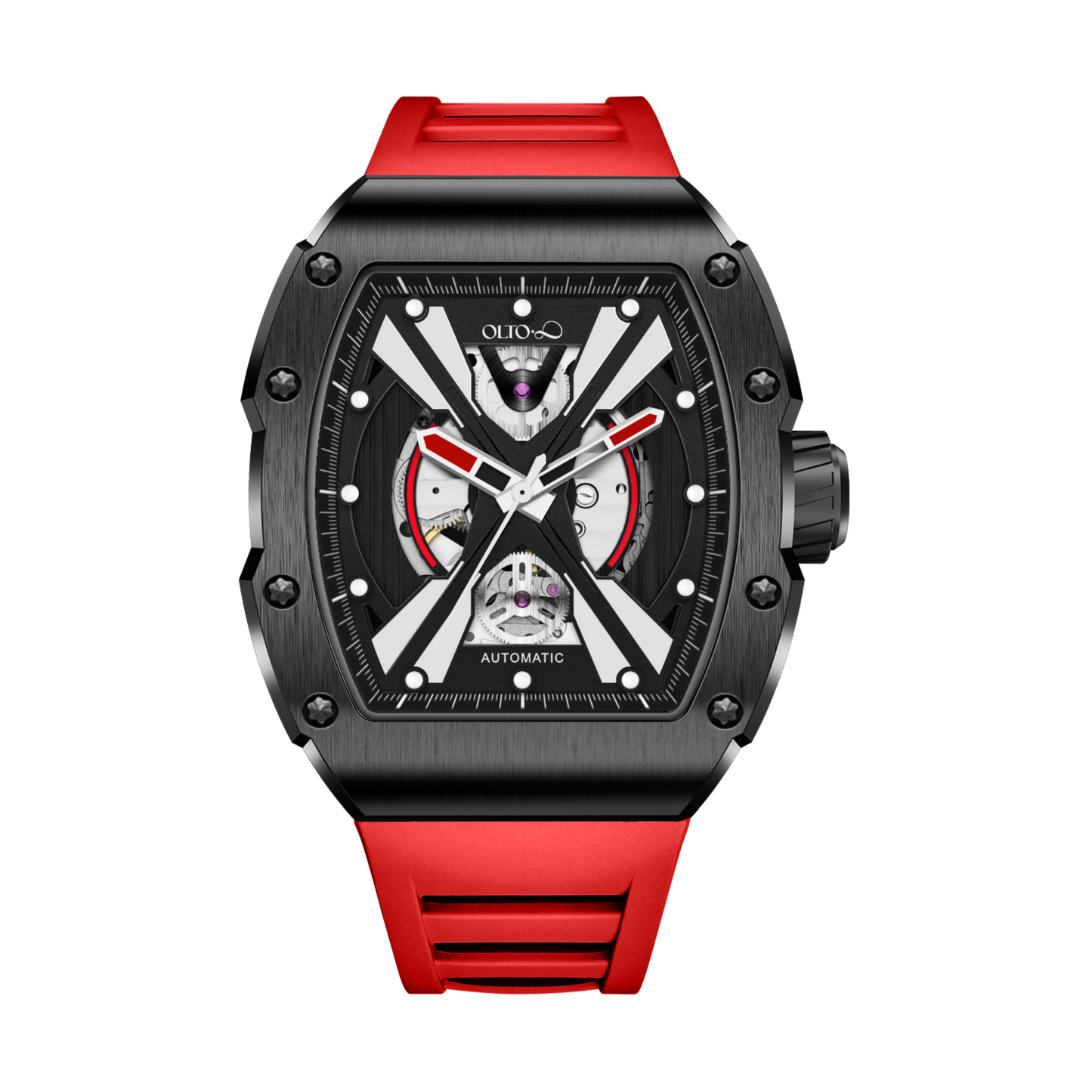 OLTO-8 EXPLORE-X Skeleton Automatic Watch Red