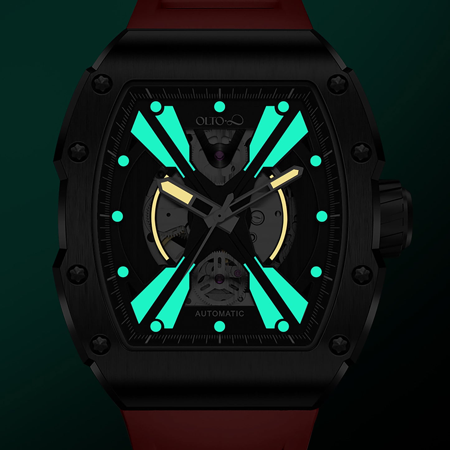 OLTO-8 EXPLORE-X Skeleton Automatic Watch Red