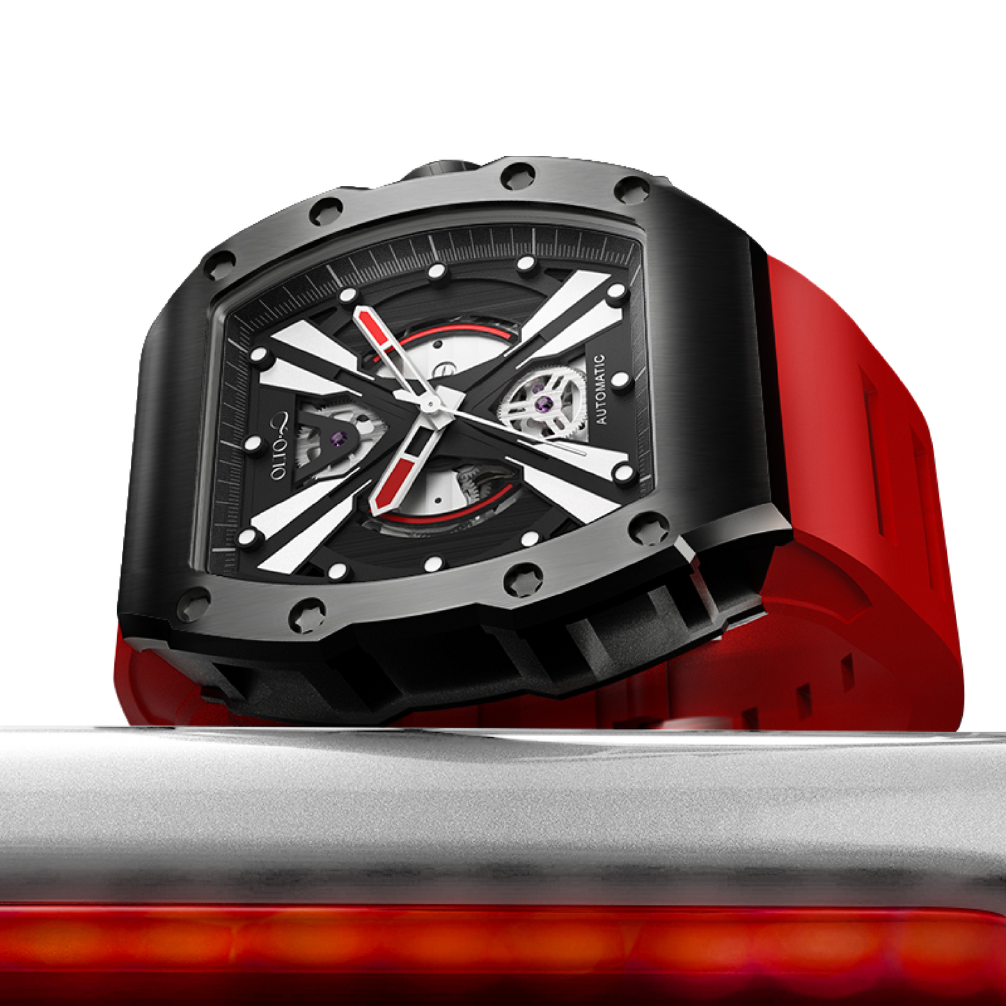 OLTO-8 EXPLORE-X Skeleton Automatic Watch Red
