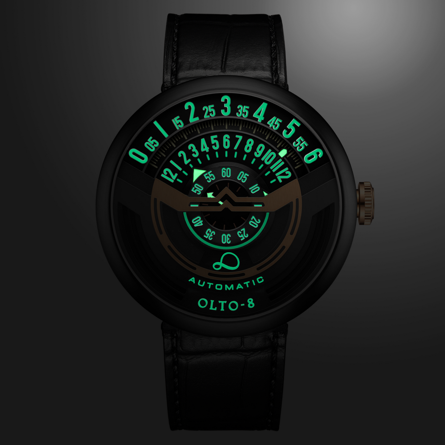 ساعة OLTO-8 INFINITY-I RPM أوتوماتيكية باللونين الذهبي والأسود