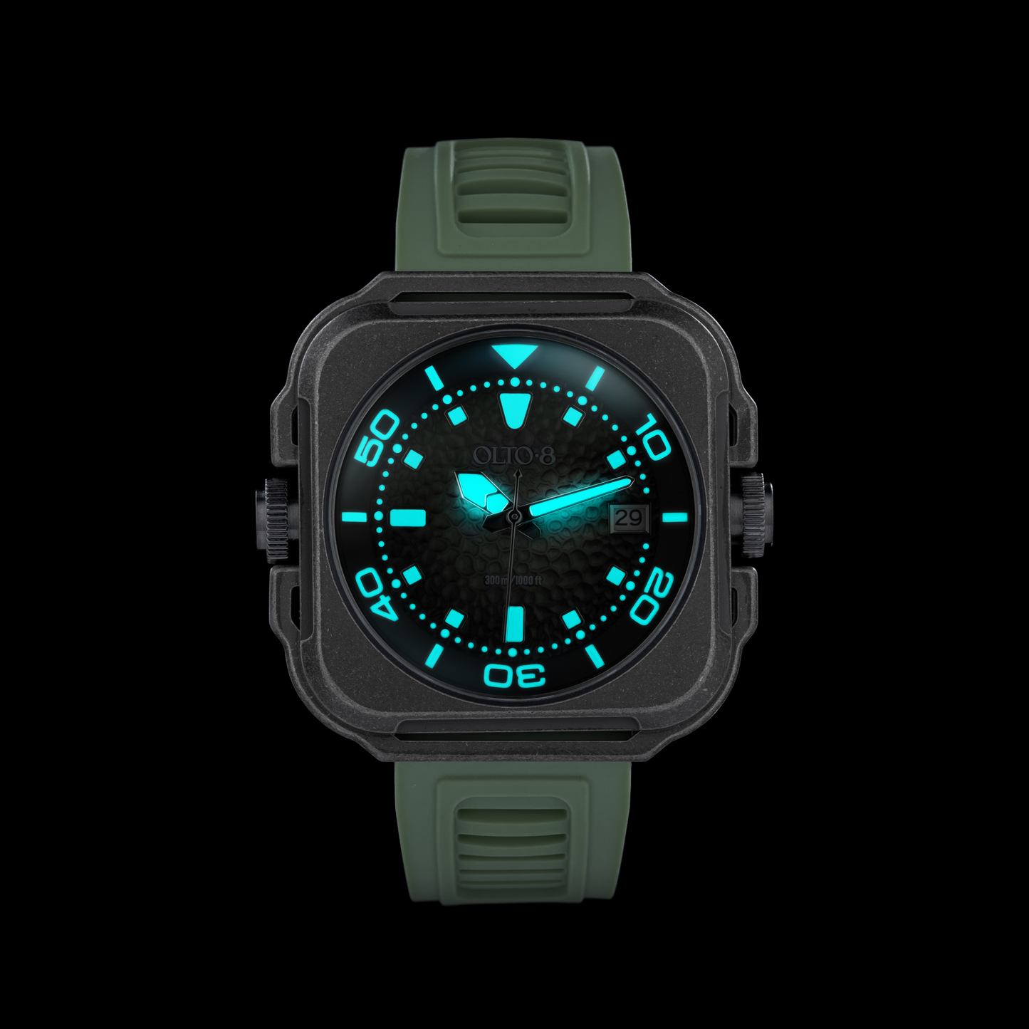ساعة OLTO-8 Coral Steward للغوص أوتوماتيكية باللون الأخضر القديم