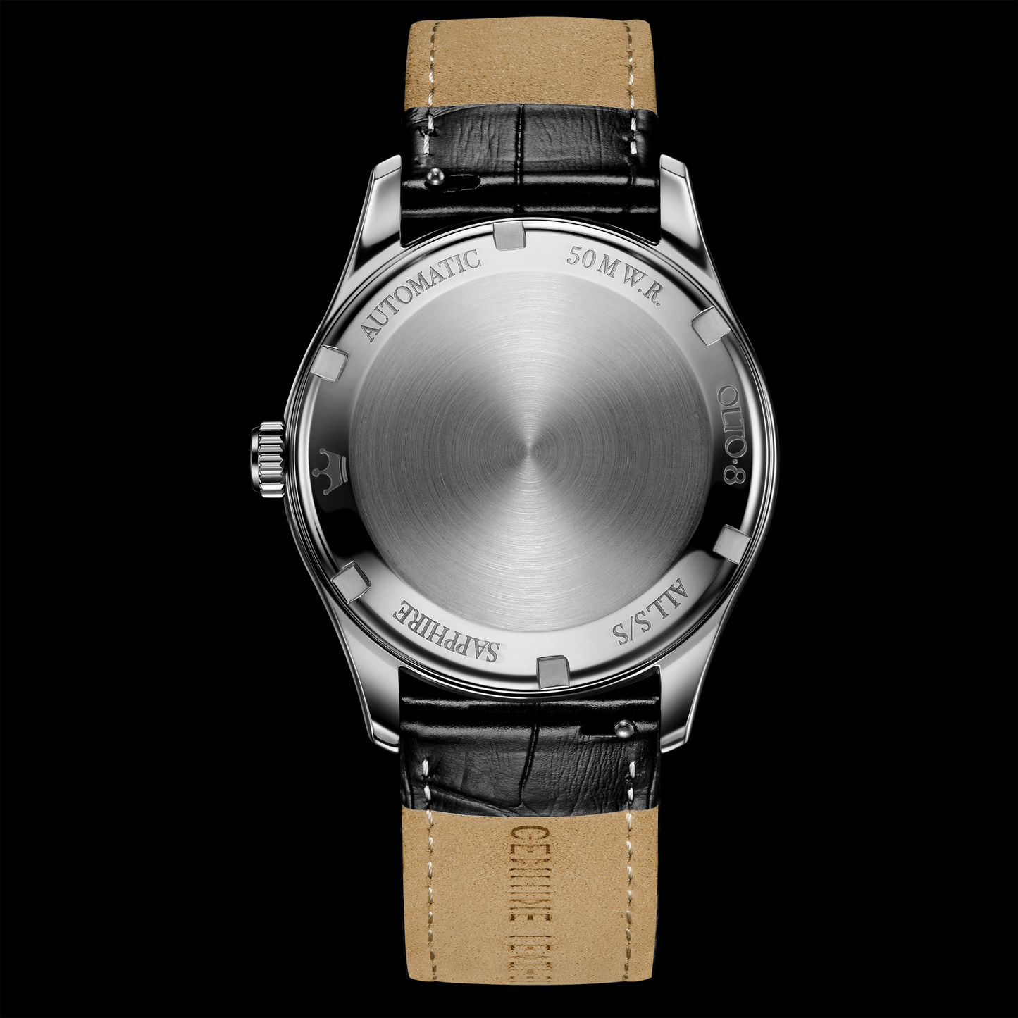 ساعة OLTO-8 KING 3D Satellite Hour Wheel أوتوماتيكية باللون الأسود الداكن