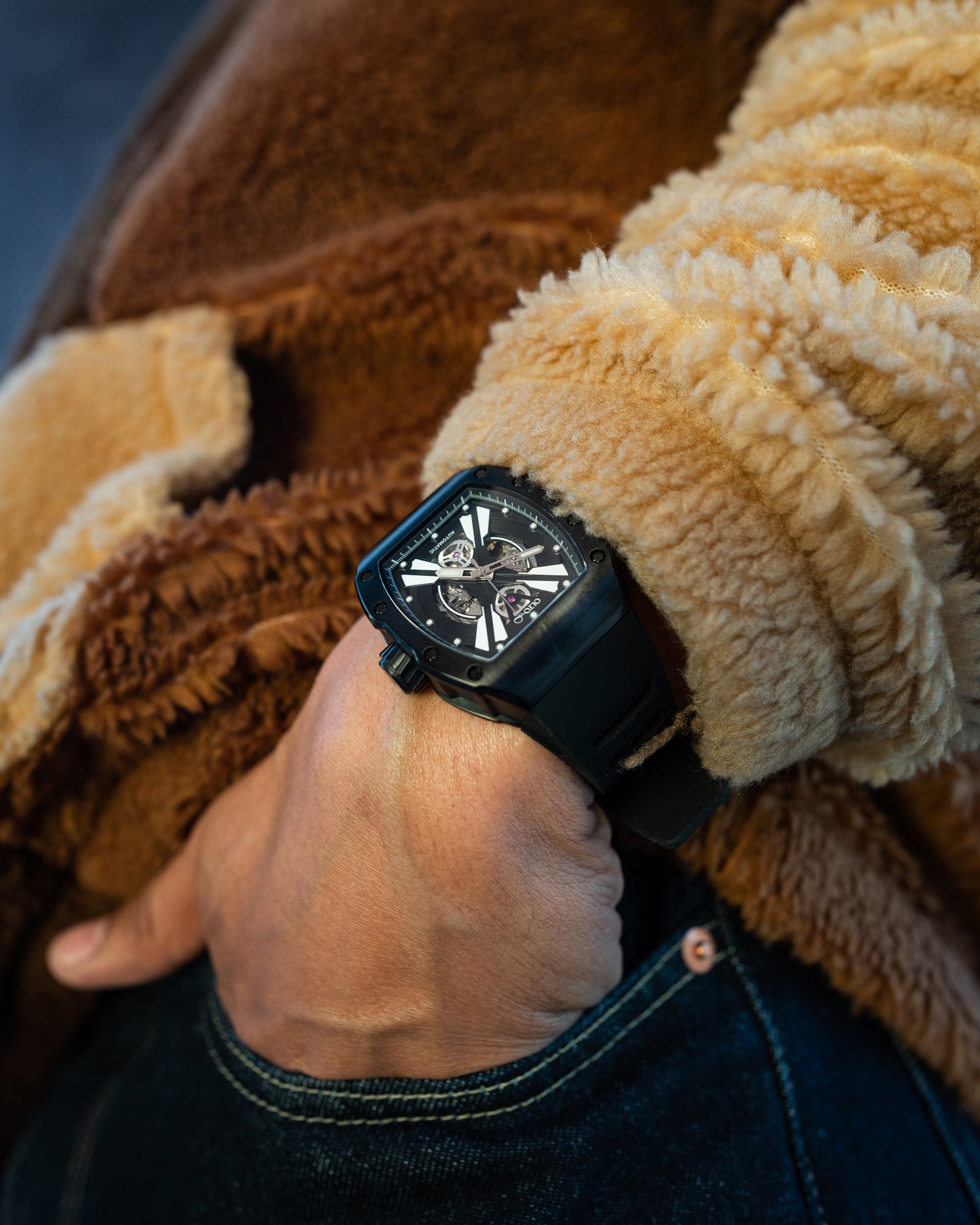 OLTO-8 EXPLORE-X Skeleton Automatic Watch Black