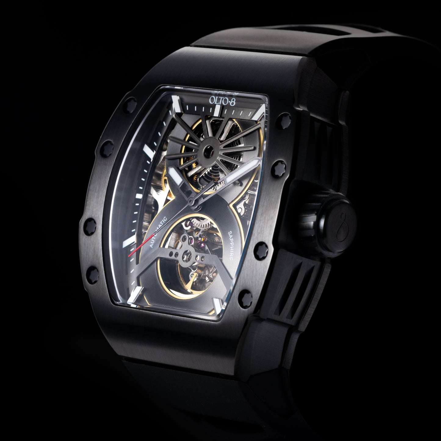 OLTO-8 SHOT Skeleton Automatic Watch Black