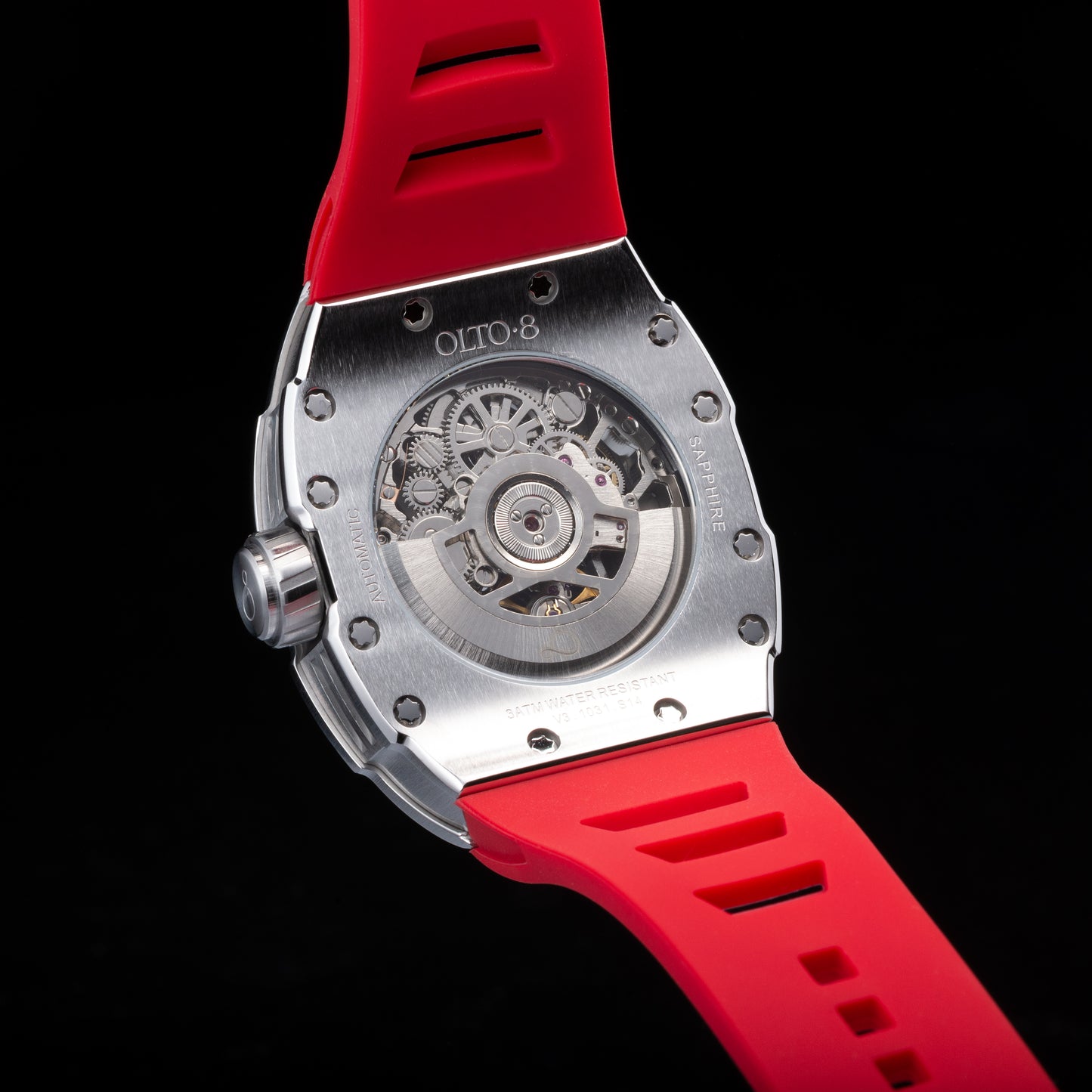 OLTO-8 SHOT Skeleton Automatic Watch Red