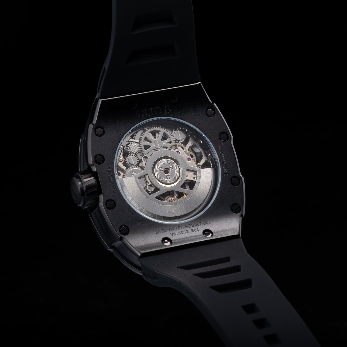 OLTO-8 SHOT Skeleton Automatic Watch Black