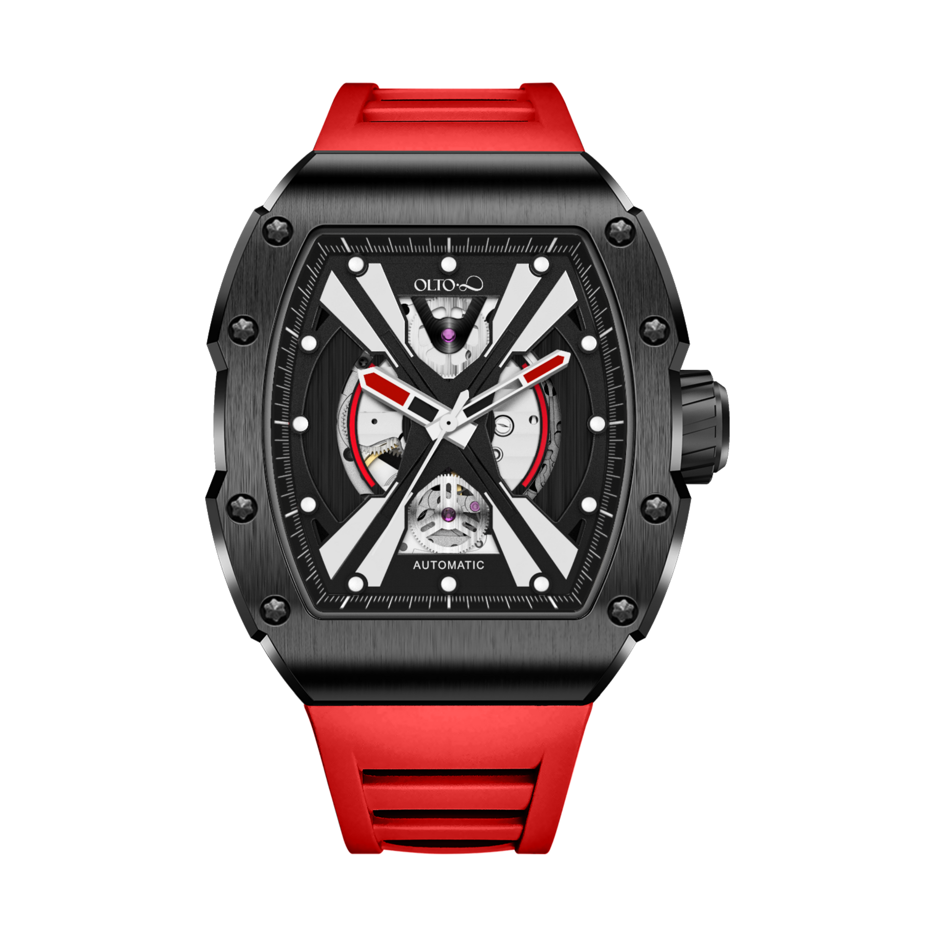 OLTO-8 EXPLORE-X Skeleton Automatic Watch Red