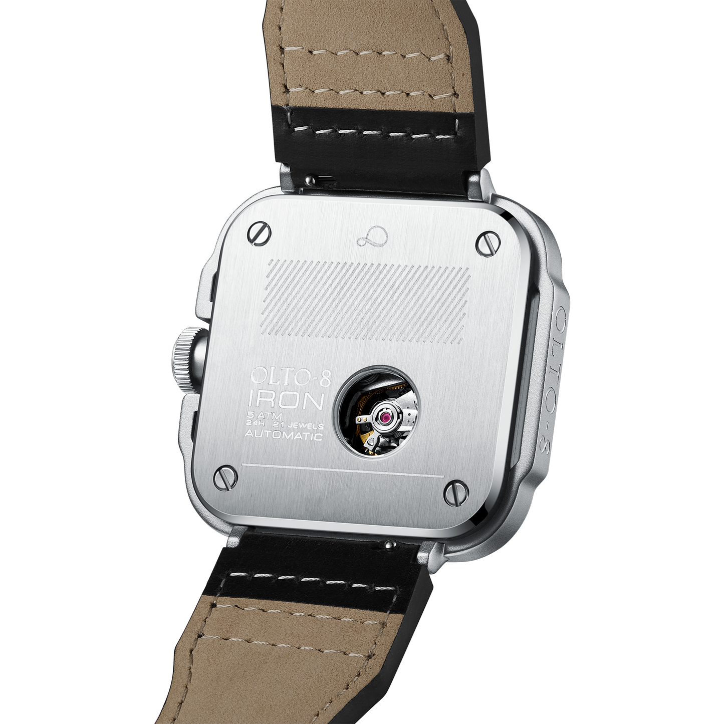 ساعة OLTO-8 IRON-X مربعة هيكلية أوتوماتيكية فضية