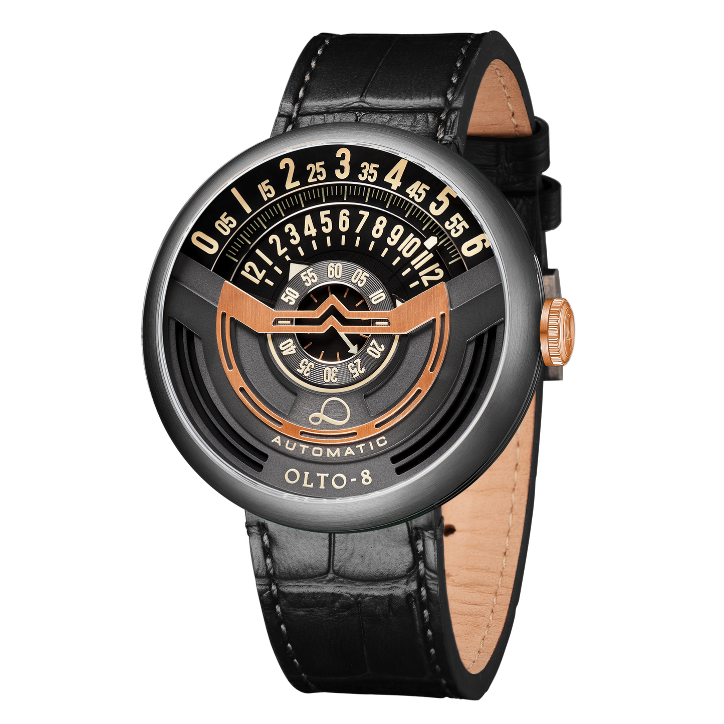 ساعة OLTO-8 INFINITY-I RPM أوتوماتيكية باللونين الذهبي والأسود