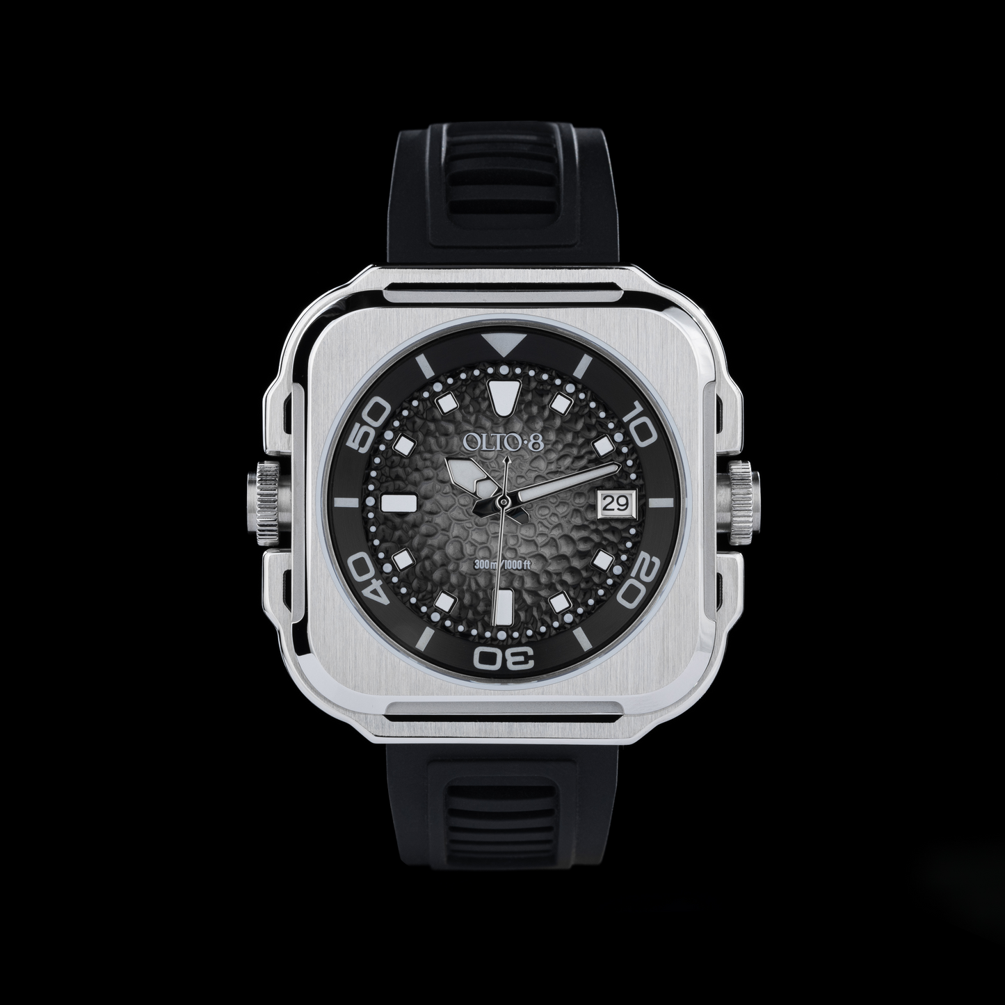 ساعة غوص أوتوماتيكية OLTO-8 Coral Steward باللون الأسود الداكن