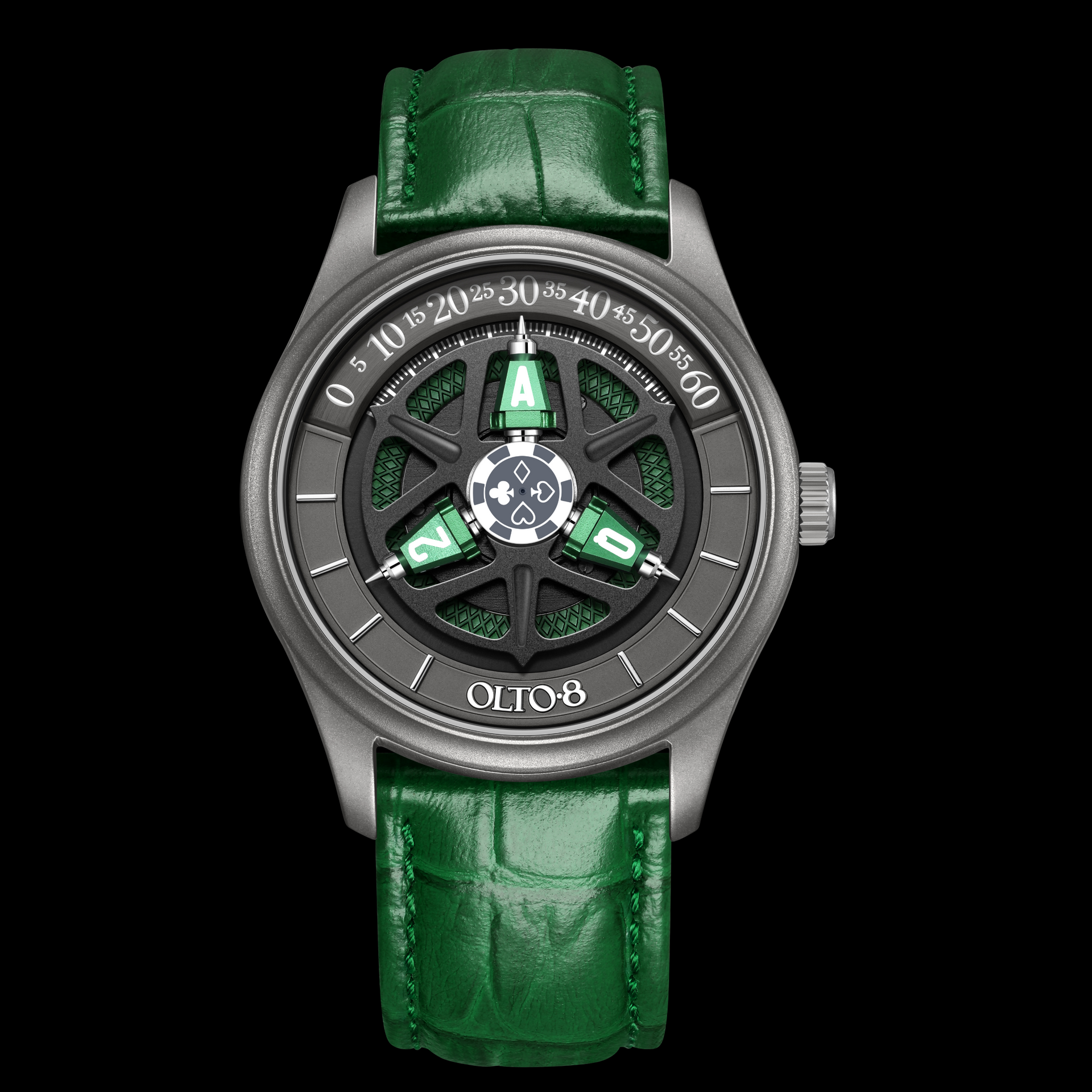 OLTO-8 KING 3D Satellite Hour Wheel Automatic Jade Green