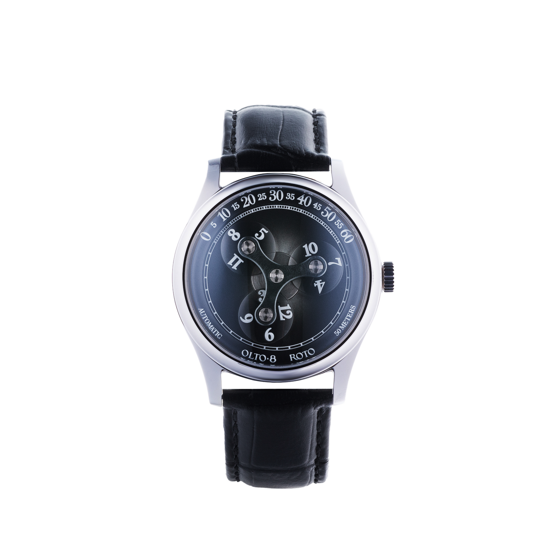 OLTO-8 ROTO Wandering Hour Automatic Watch Midnight Black