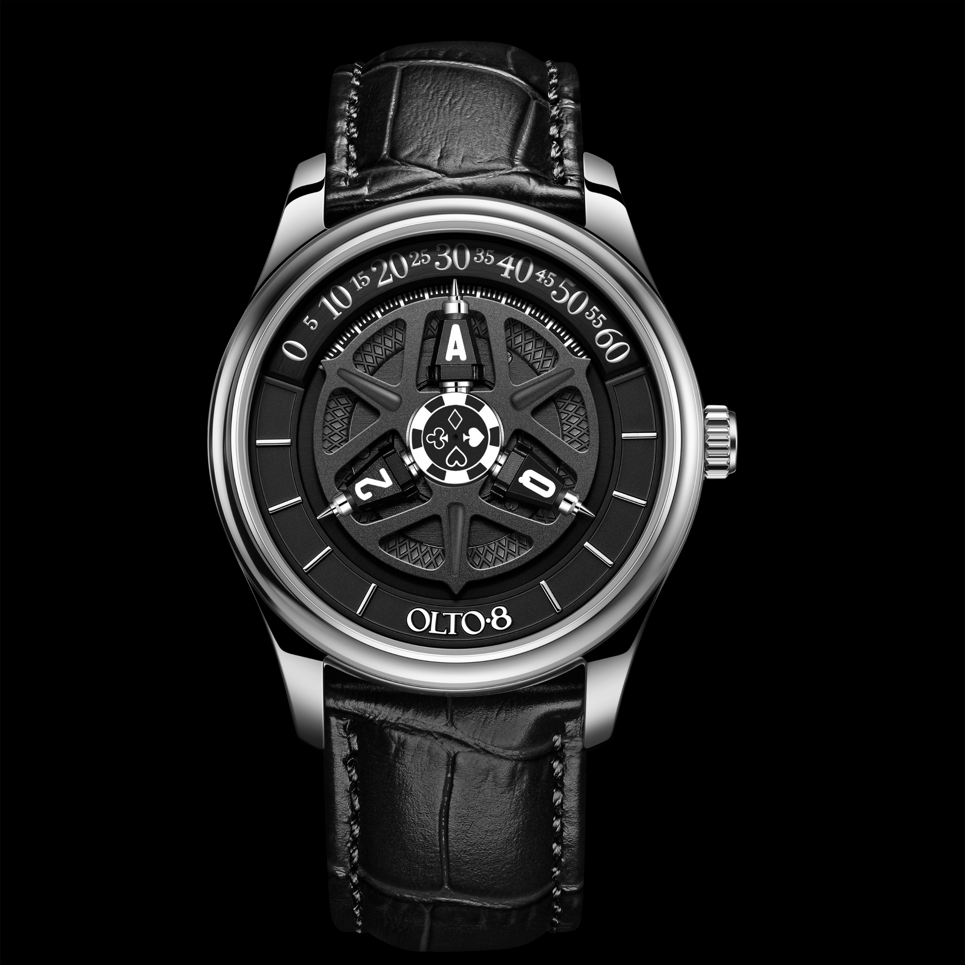 OLTO-8 KING 3D Satellite Hour Wheel Automatic Midnight Black