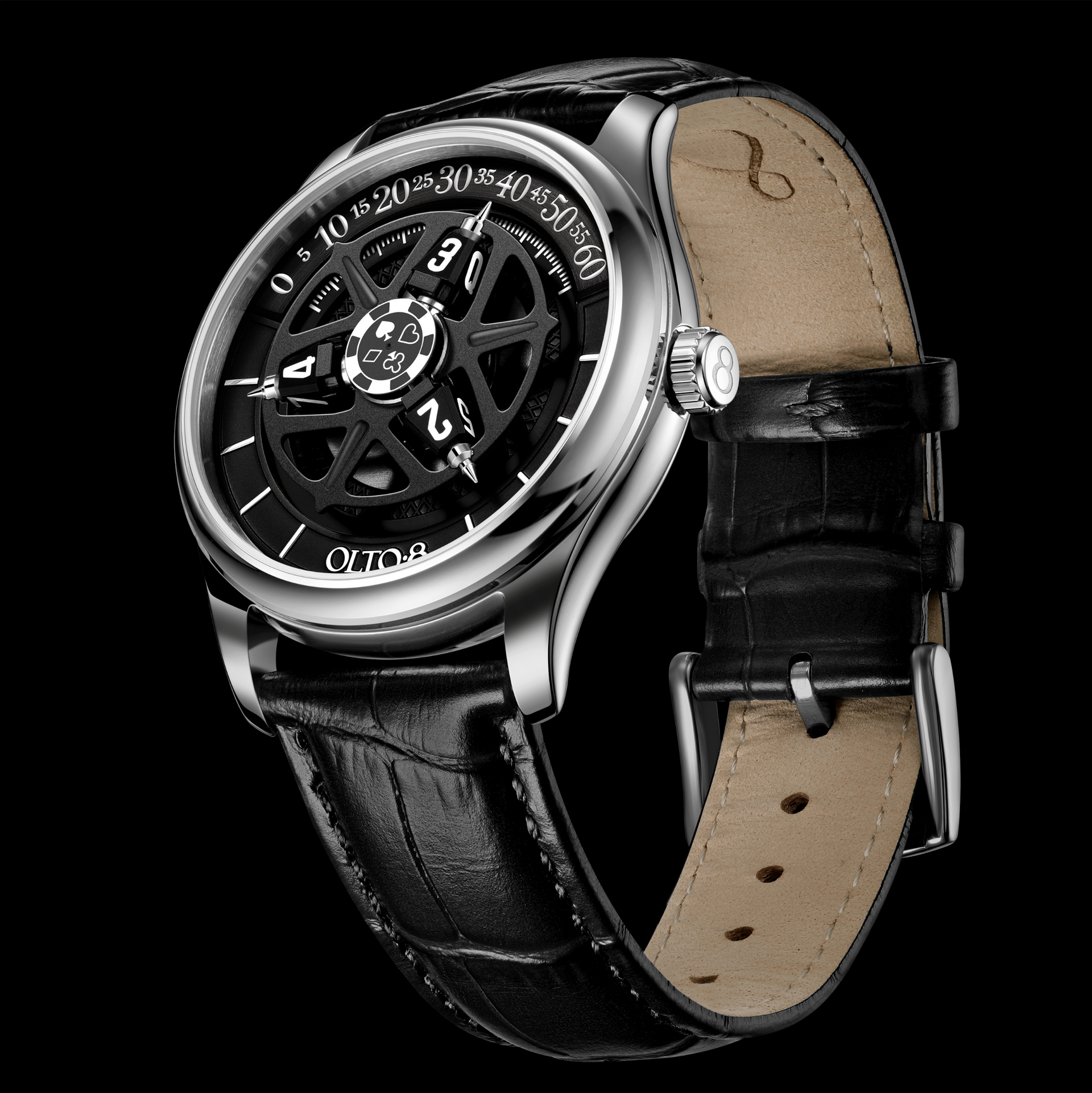 OLTO-8 KING 3D Satellite Hour Wheel Automatic Midnight Black