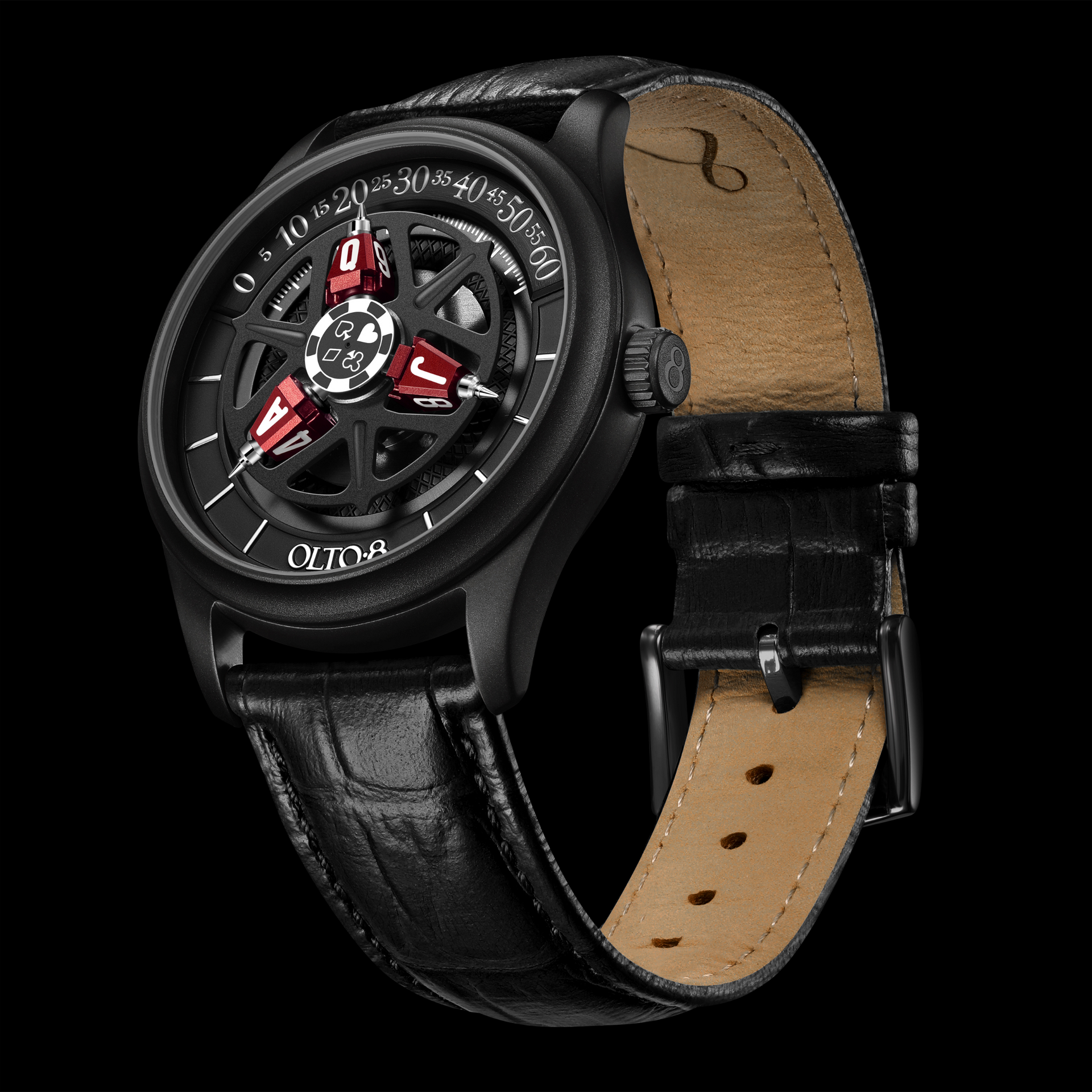 OLTO-8 KING 3D Satellite Hour Wheel Automatic Dice Red