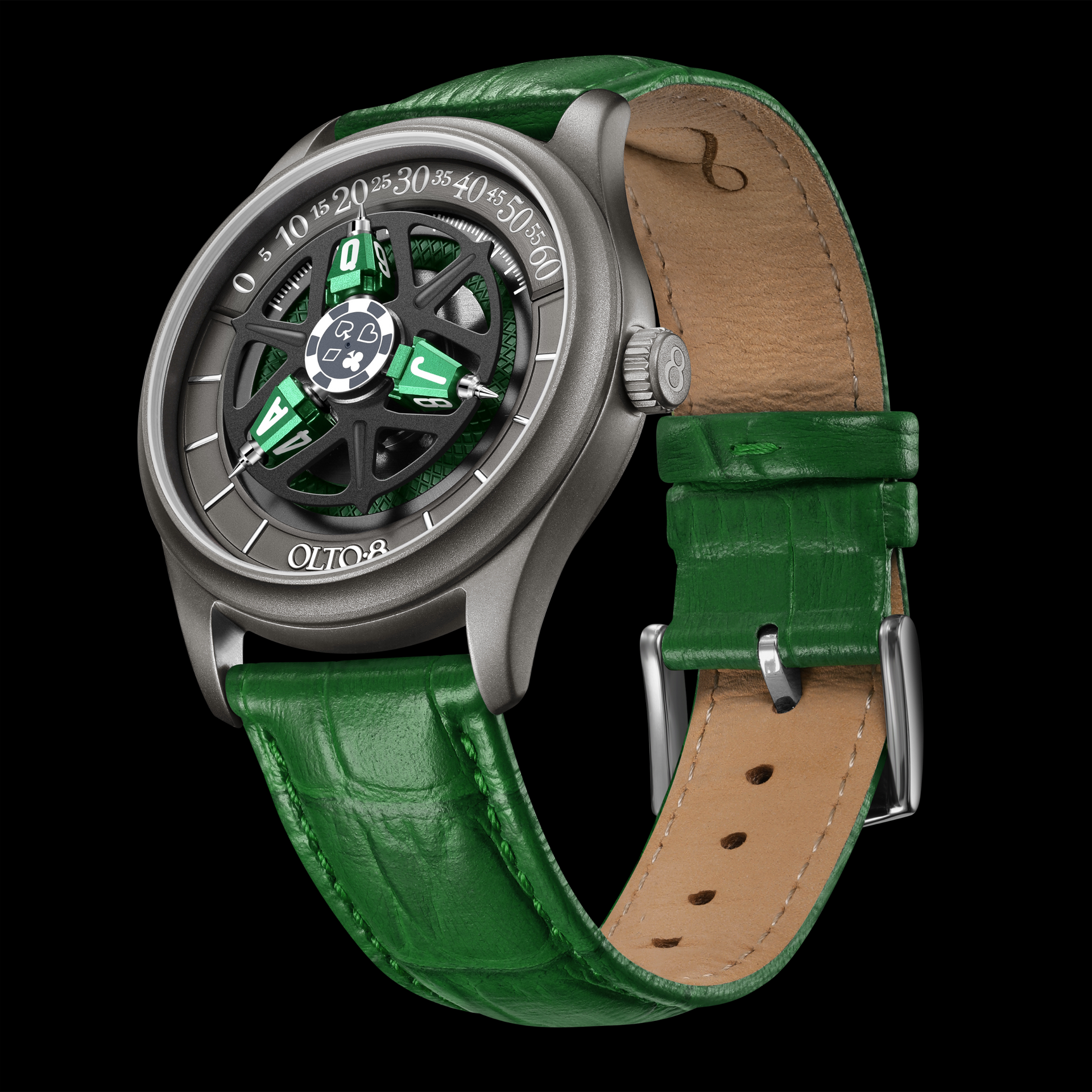 OLTO-8 KING 3D Satellite Hour Wheel Automatic Jade Green