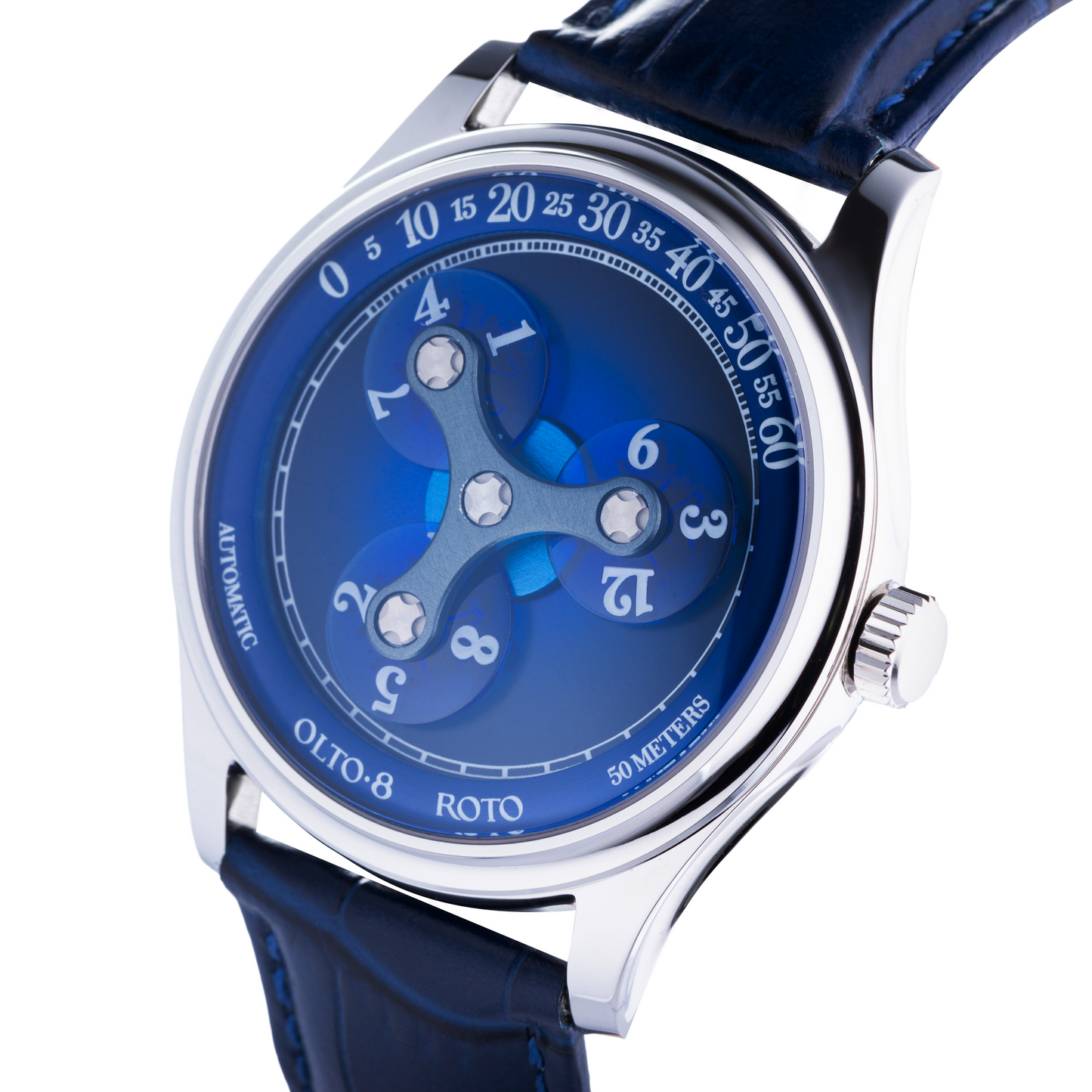 ساعة OLTO-8 ROTO Wandering Hour أوتوماتيكية باللون الأزرق المحيطي