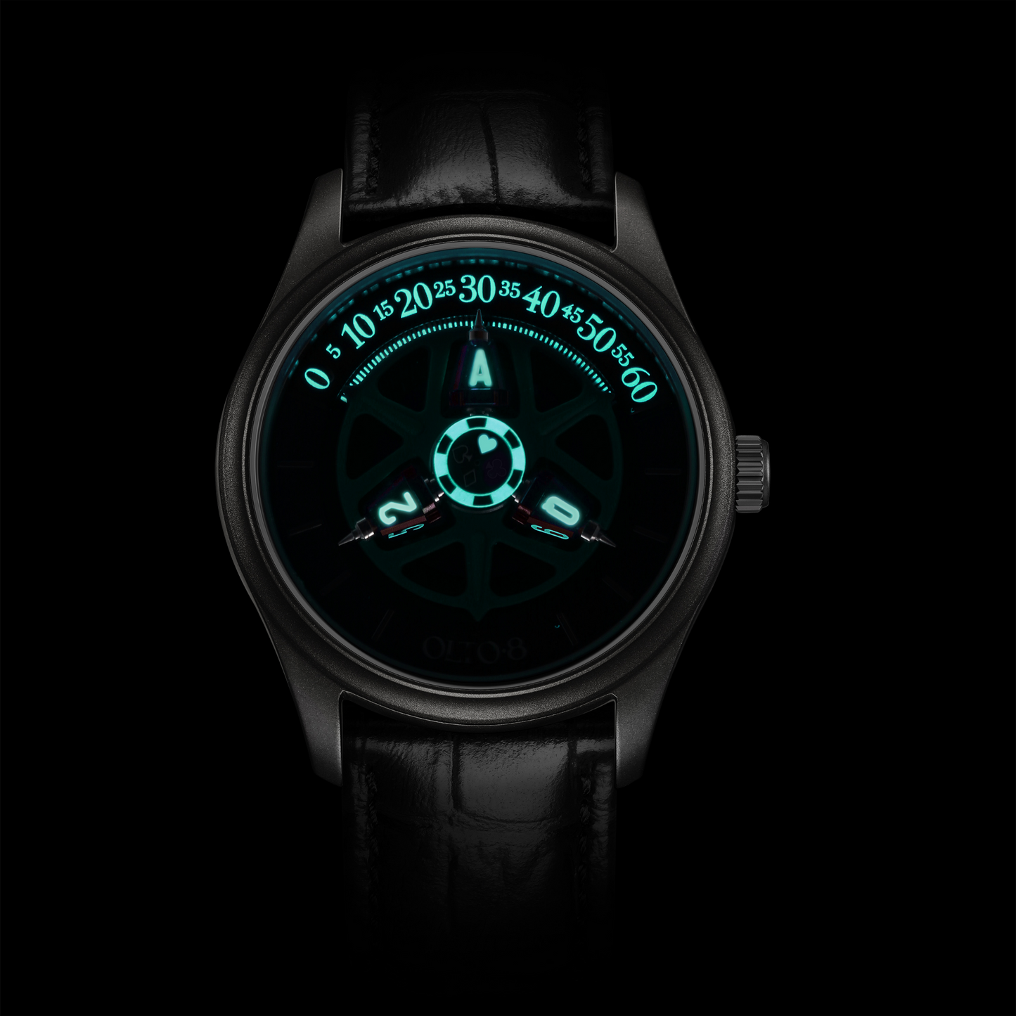 ساعة OLTO-8 KING ثلاثية الأبعاد مزودة بعجلة أوتوماتيكية باللون الأحمر