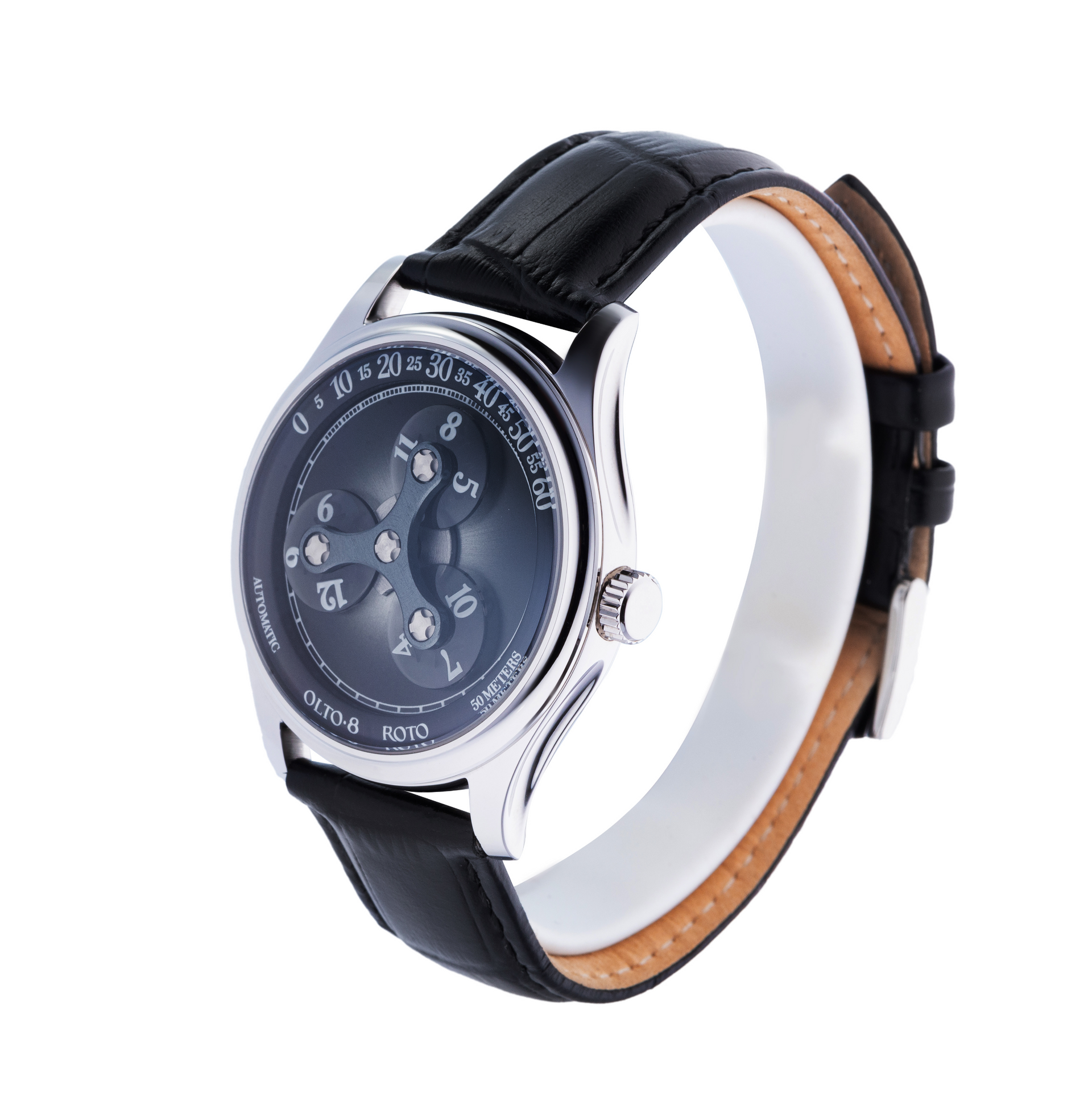 OLTO-8 ROTO Wandering Hour Automatic Watch Midnight Black