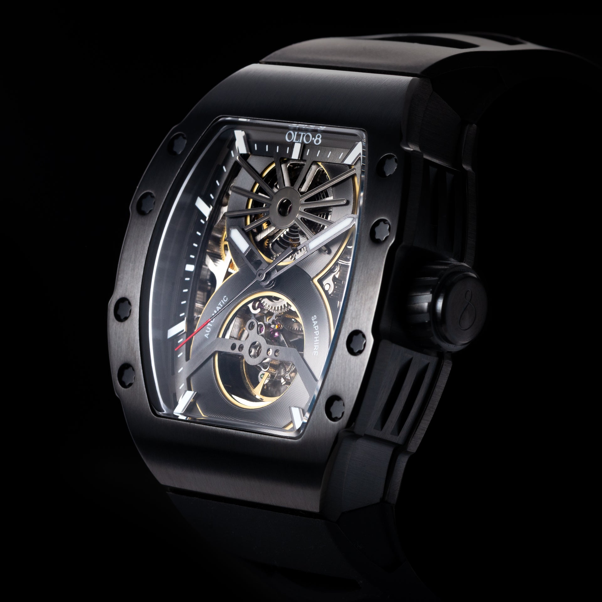 OLTO-8 SHOT Skeleton Automatic Watch Black