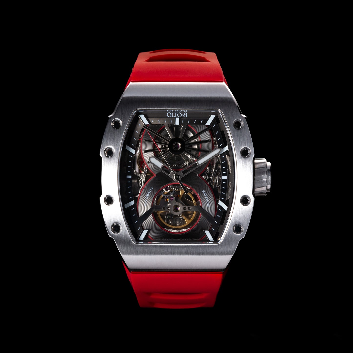 OLTO-8 SHOT Skeleton Automatic Watch Red