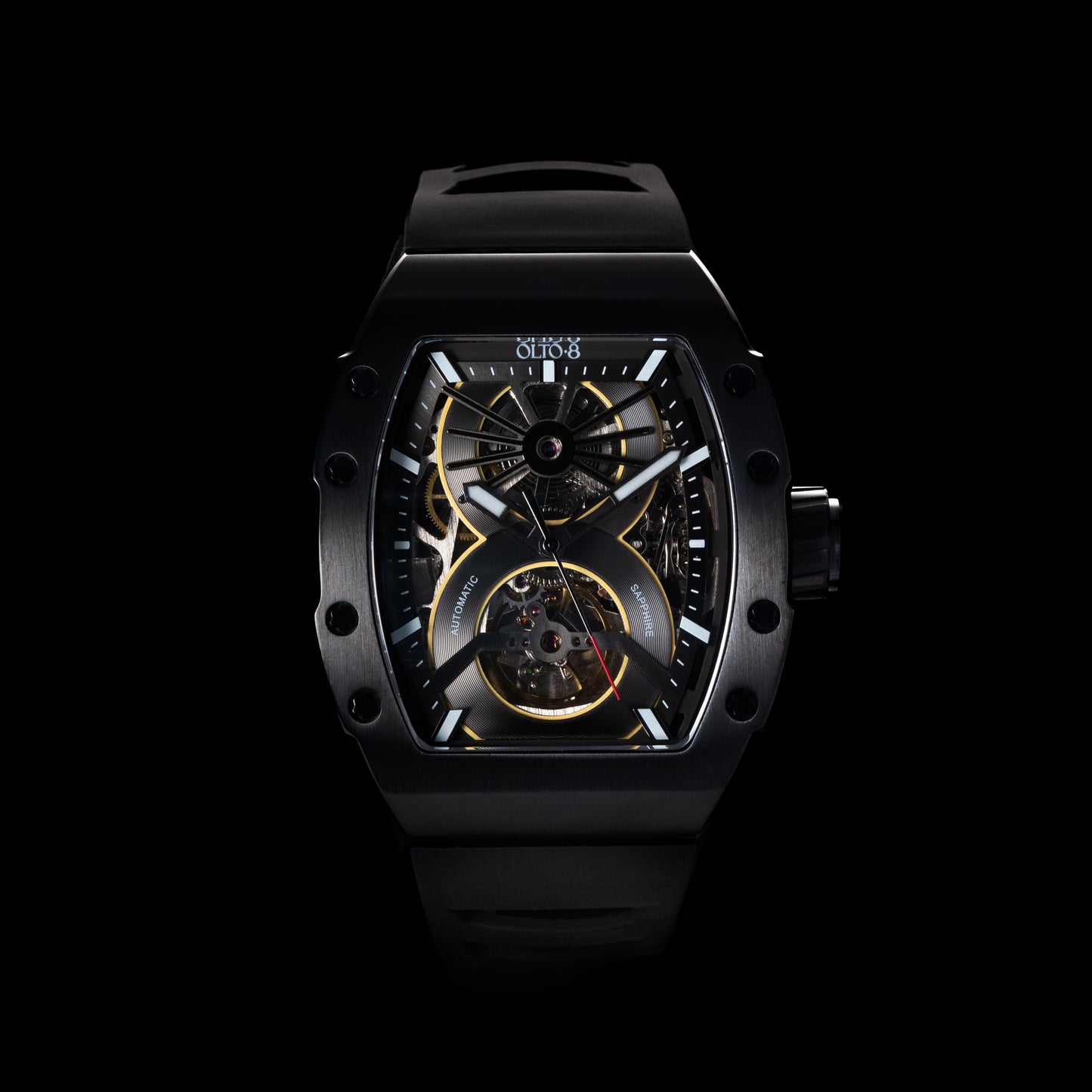 OLTO-8 SHOT Skeleton Automatic Watch Black