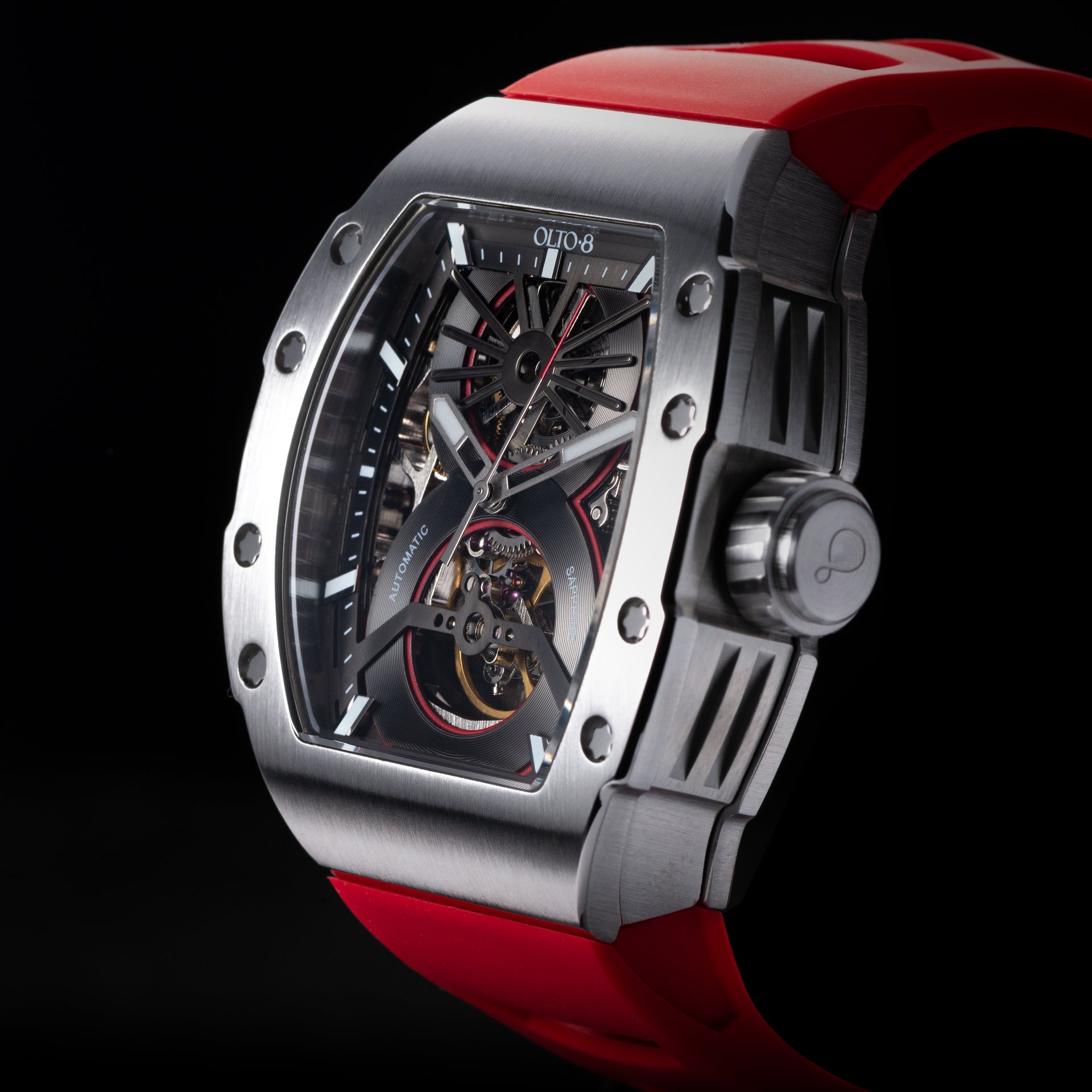 OLTO-8 SHOT Skeleton Automatic Watch Red