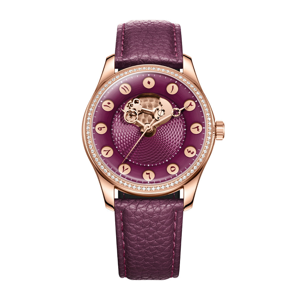 OLTO-8 Chrono Gate Burgundy with Eastern Arabic numerals – view 1
