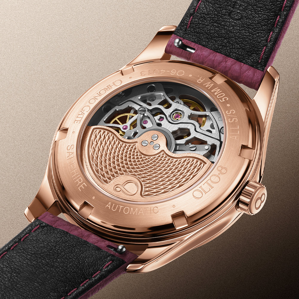 OLTO-8 Chrono Gate Burgundy with Eastern Arabic numerals – view 3